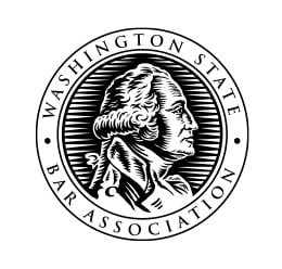 Black & White Logo of the Washington State Bar Association. Debt relief, wage garnishment
