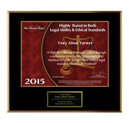 Maroon and Black plaque with "2015 Very High rated in Both Legal Ability and Ethical Standards", "foreclosure defense" 